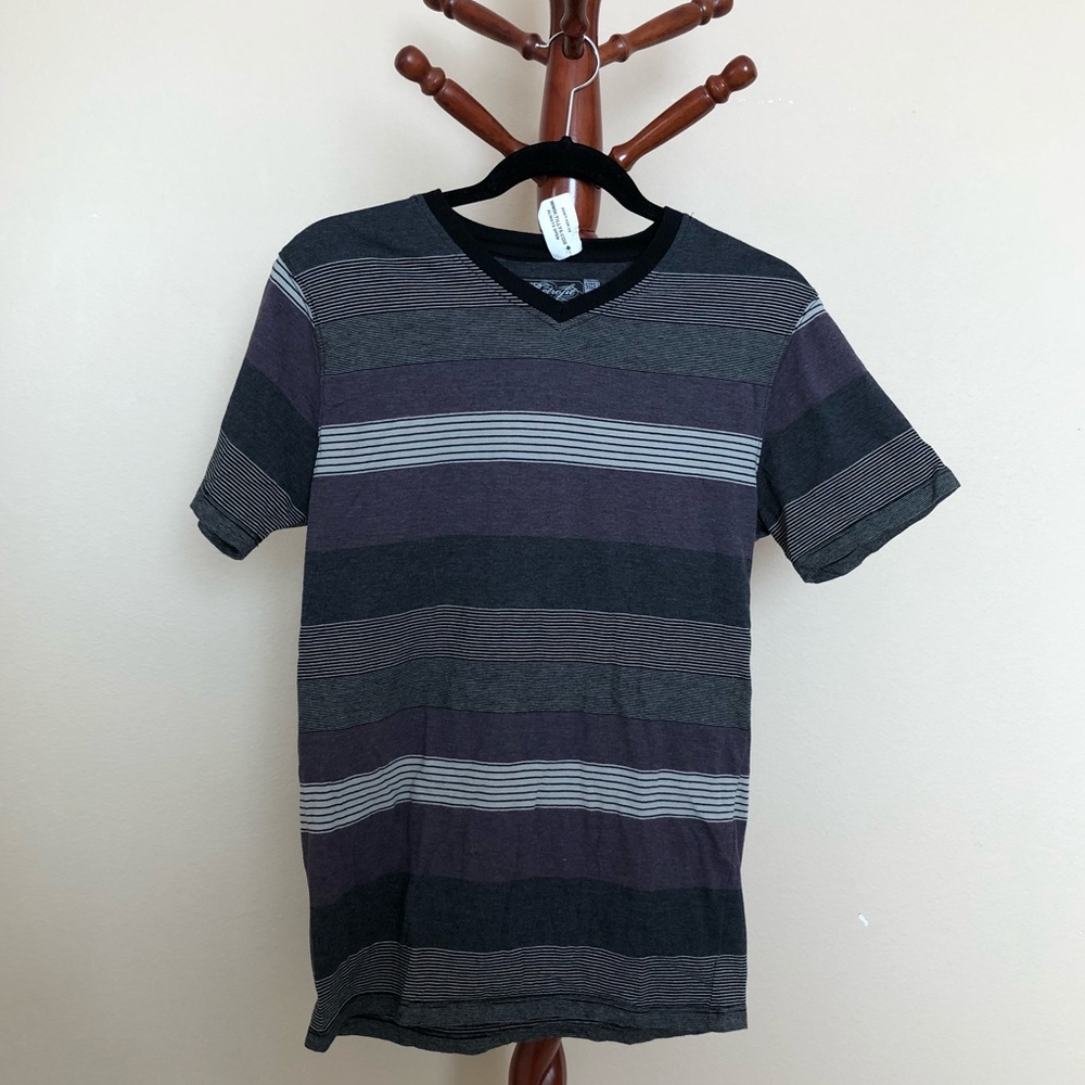 Retrofit Striped Purple/Black/Grey V-Neck